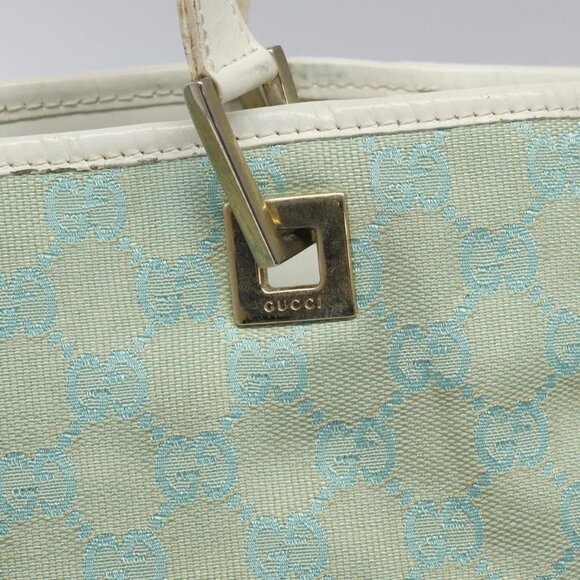 GUCCI GG Canvas Tote Bag Light Blue Gold 002 1098 Auth EC700 - Picture 10 of 16